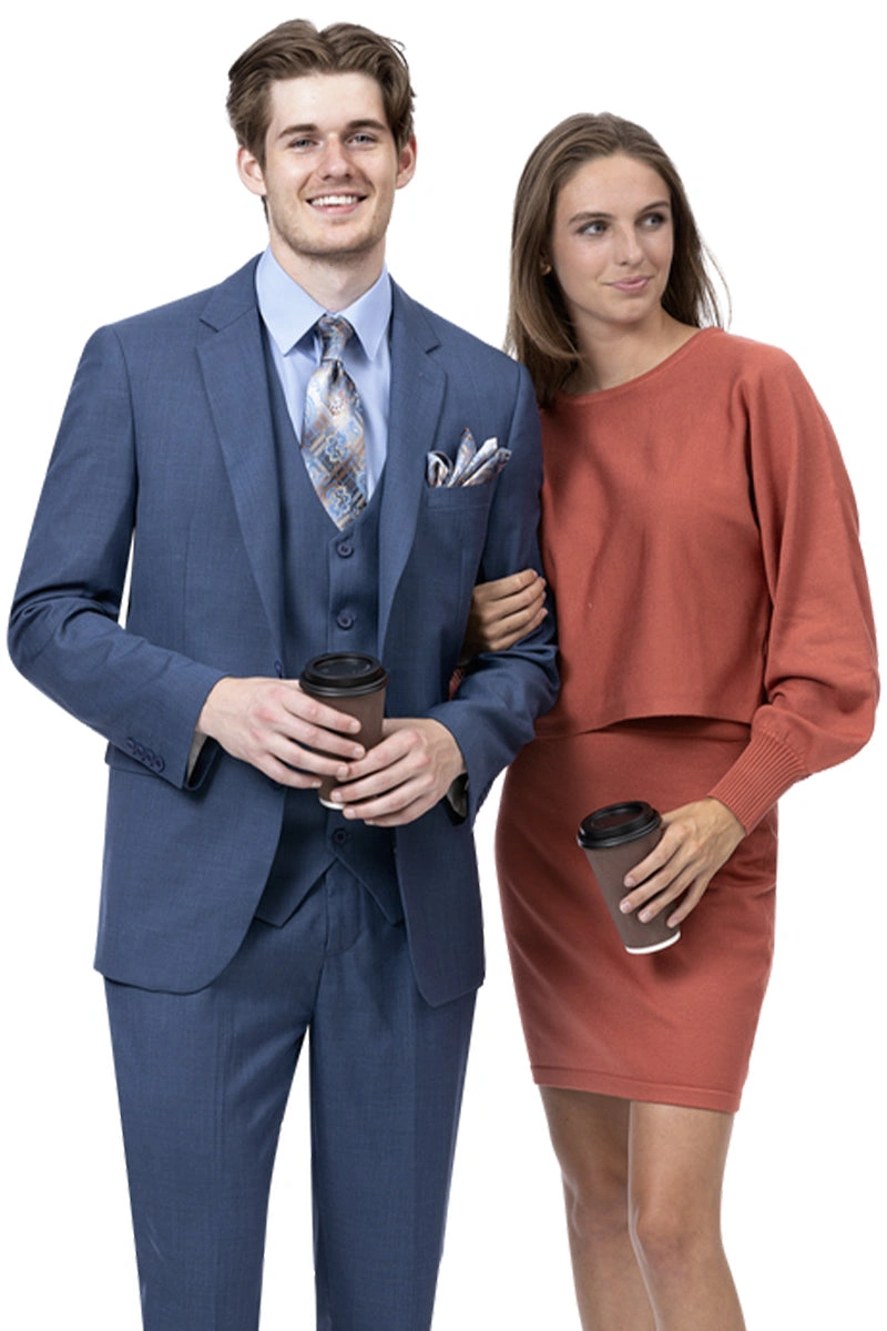 Completo Uomo Blu Notte Modern Fit con Gilet: Eleganza Impeccabile, Stile Italiano.