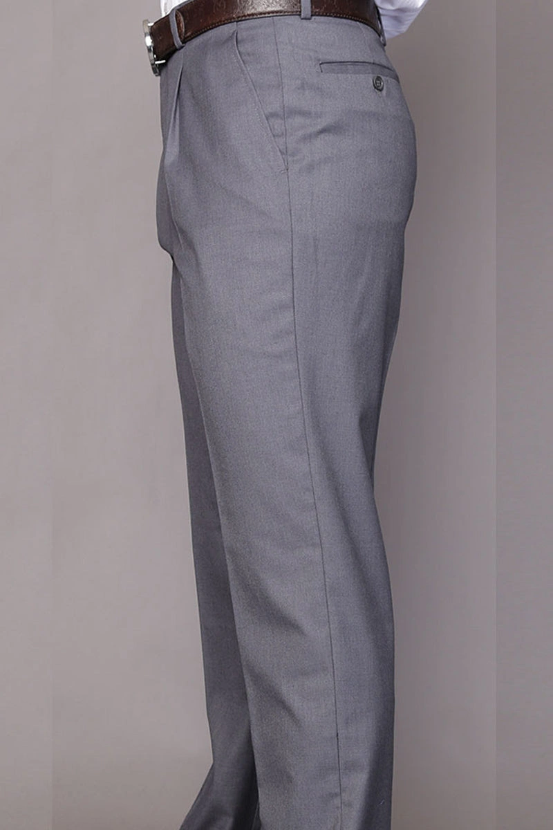Eleganti pantaloni da uomo in lana vergine grigio antracite taglio classico, perfetti anche per taglie forti